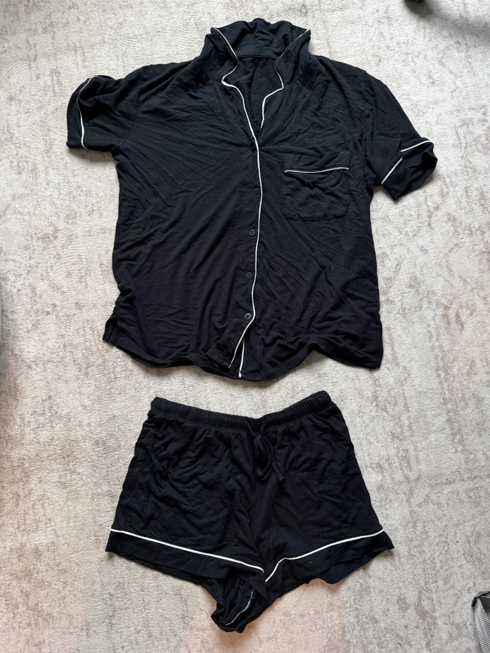 Target Auden Black Short Sleeve Pajama Set with White Piping - Women's Sleepwear